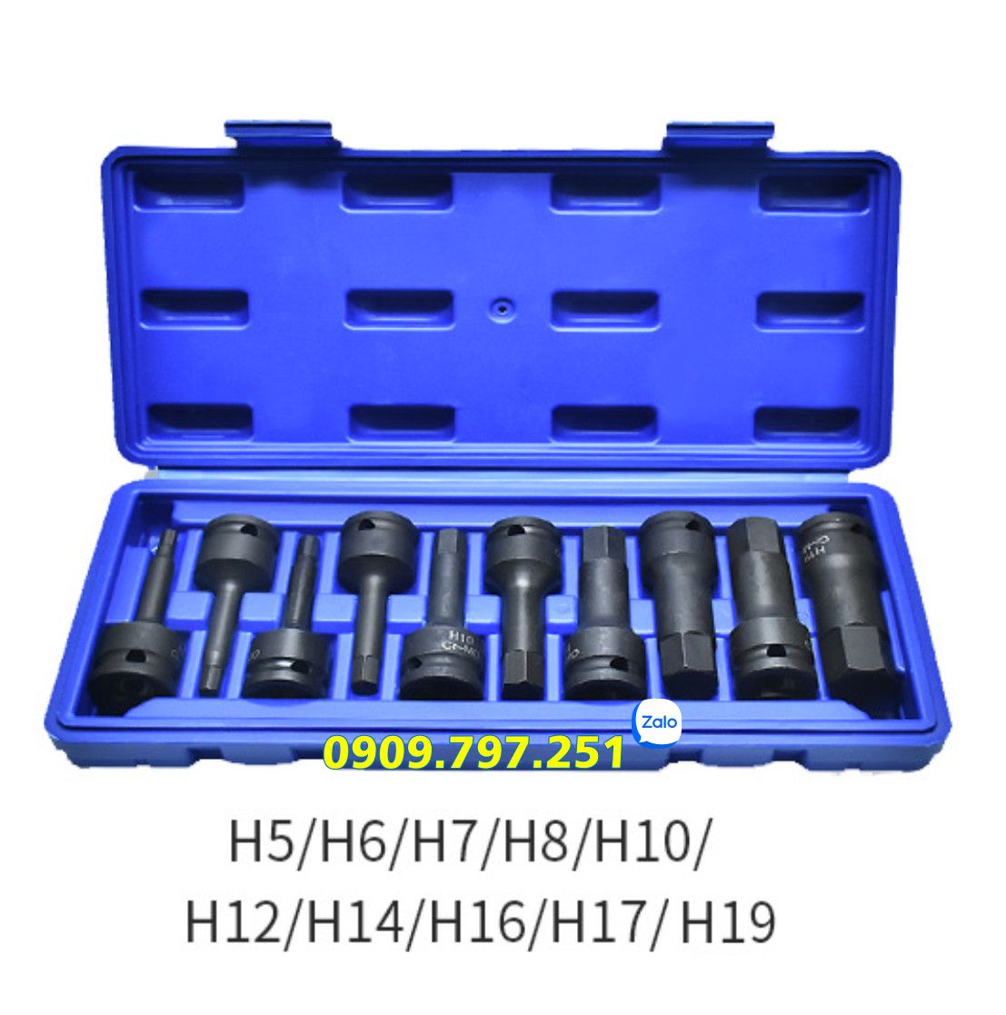 Bộ tuýp đầu lục giác H5 H6 H7 H8 H10 H12 H14 H16 H17 H19