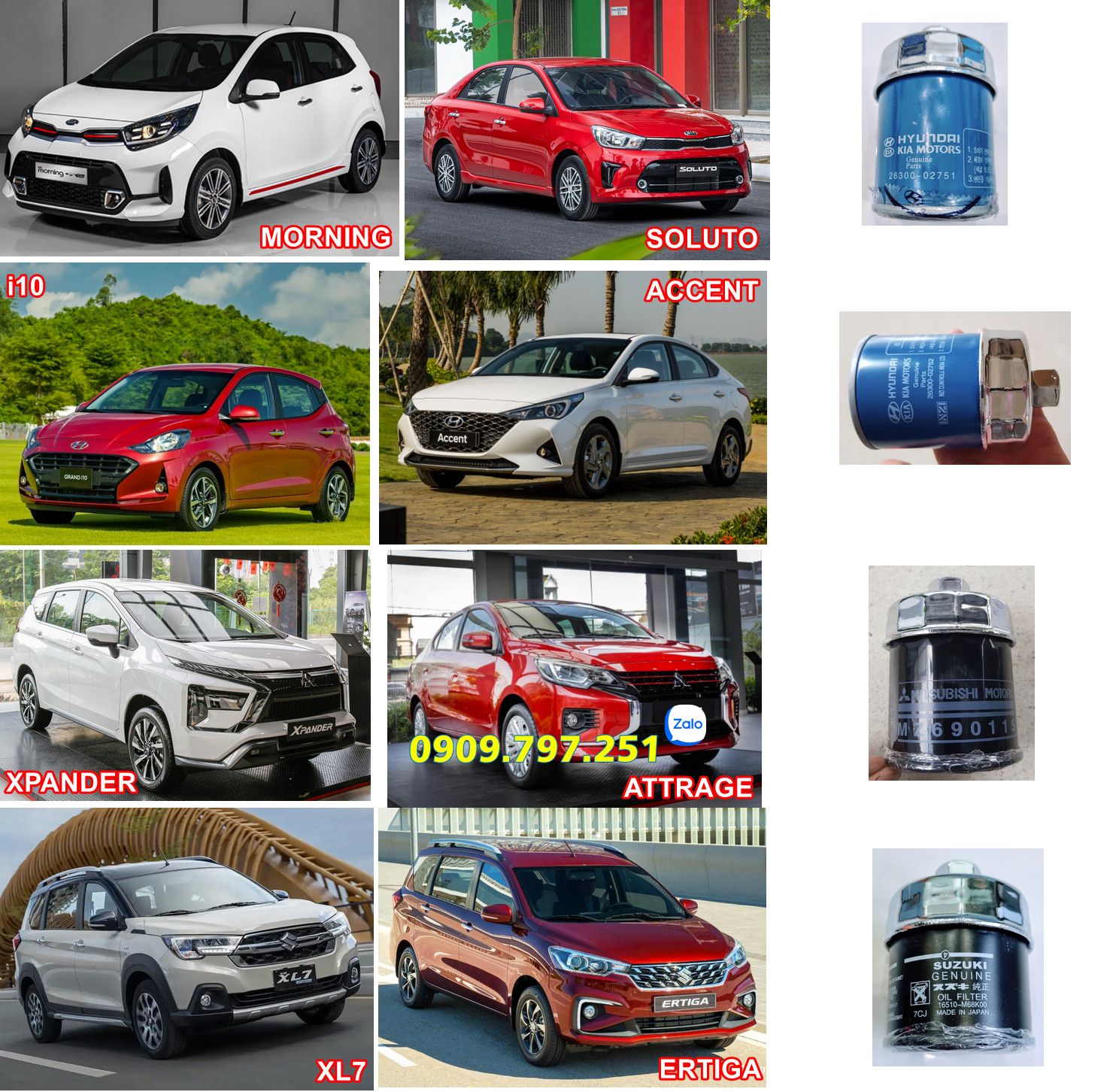 Vam tháo lọc nhớt xe Kia Morning Soluto Picanto Rondo