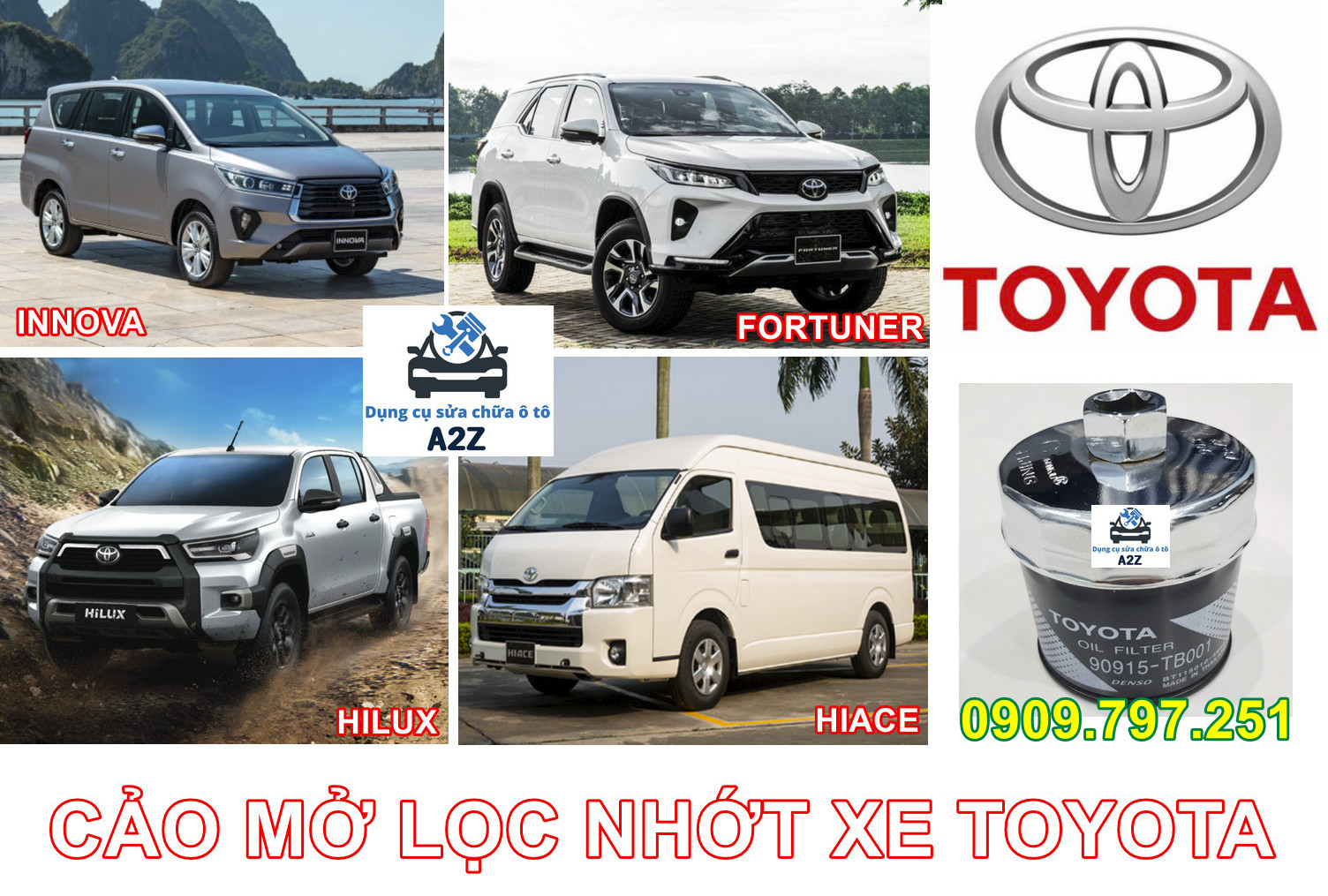 Cảo tháo lọc nhớt xe Toyota Fortuner, Innova, Hiace, Hilux