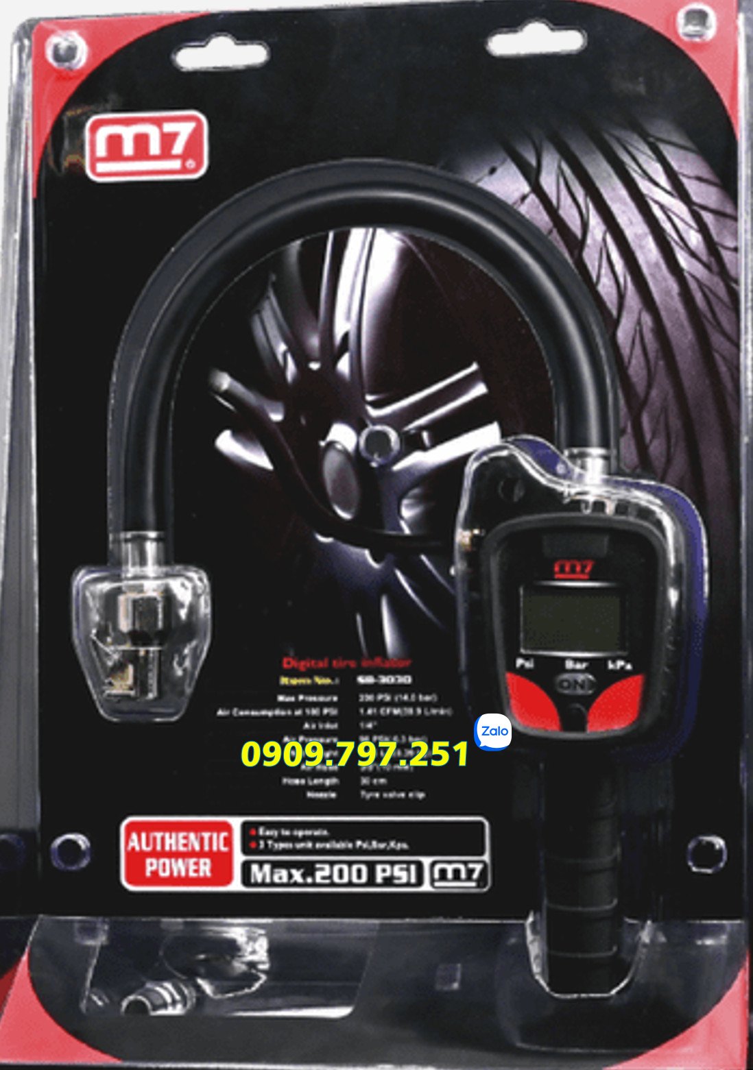 SB-3030 Đồng hồ bơm lốp điện tử hãng M7 Đài Loan SB-3030 Đồng hồ bơm lốp điện tử hãng M7 Đài Loan