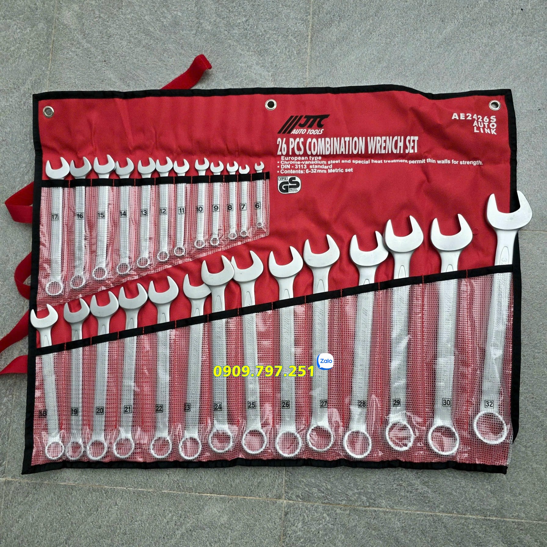 JTC AE2426S Bộ cờ lê vòng miệng 6-32mm 26 chit tiết Đài Loan
