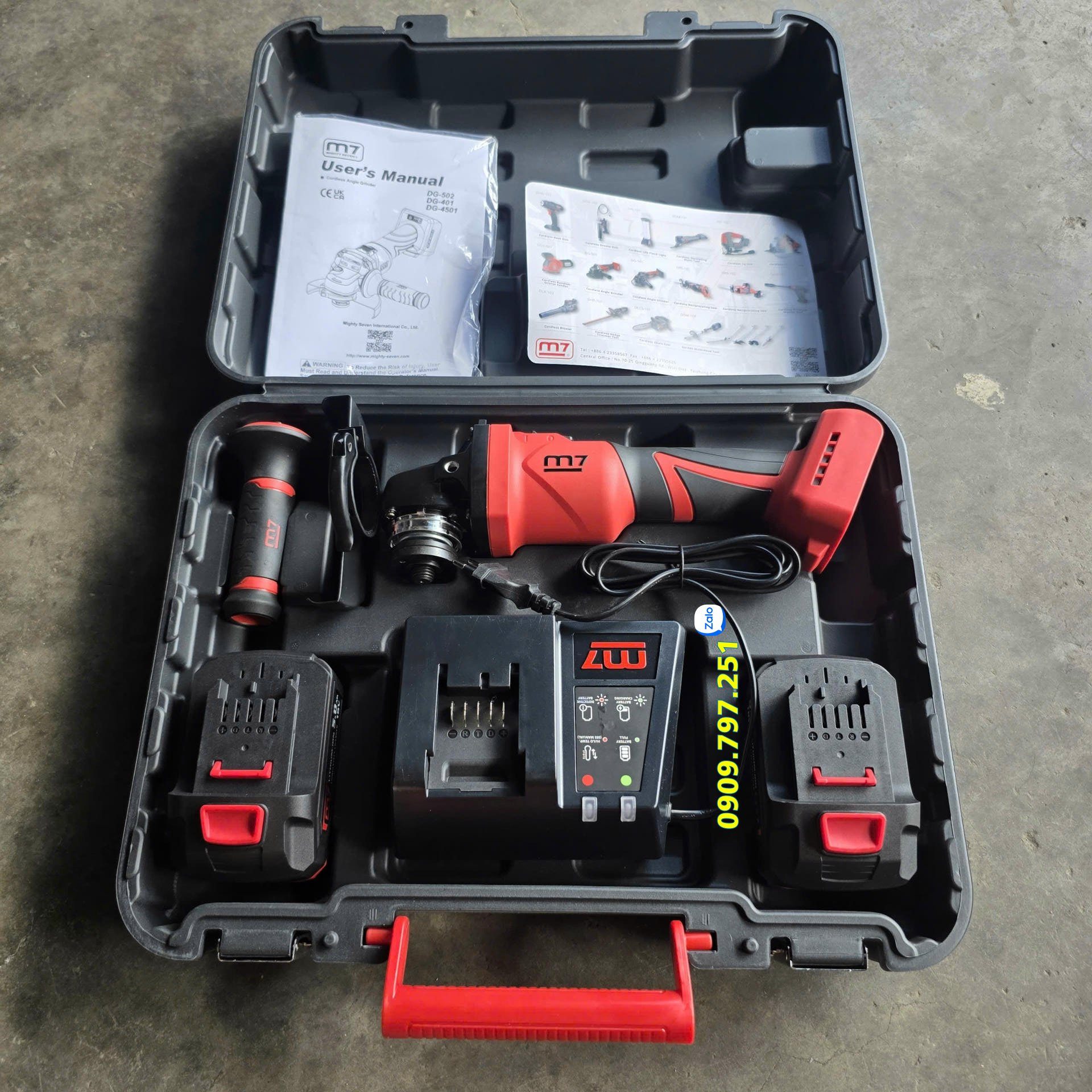 Máy mài góc 125mm dùng pin model DG-502V hãng M7 Đài Loan Máy mài góc 125mm dùng pin model DG-502V hãng M7 Đài Loan