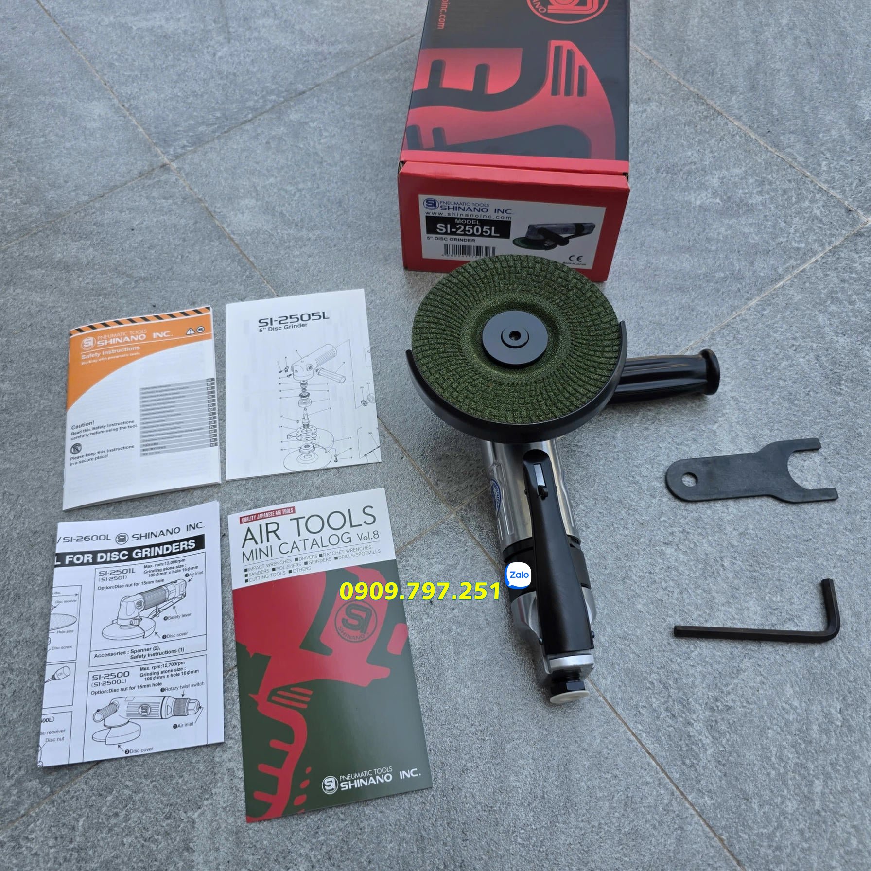 Shinano SI-2505L Máy mài 125mm dùng khí nén Nhật Bản