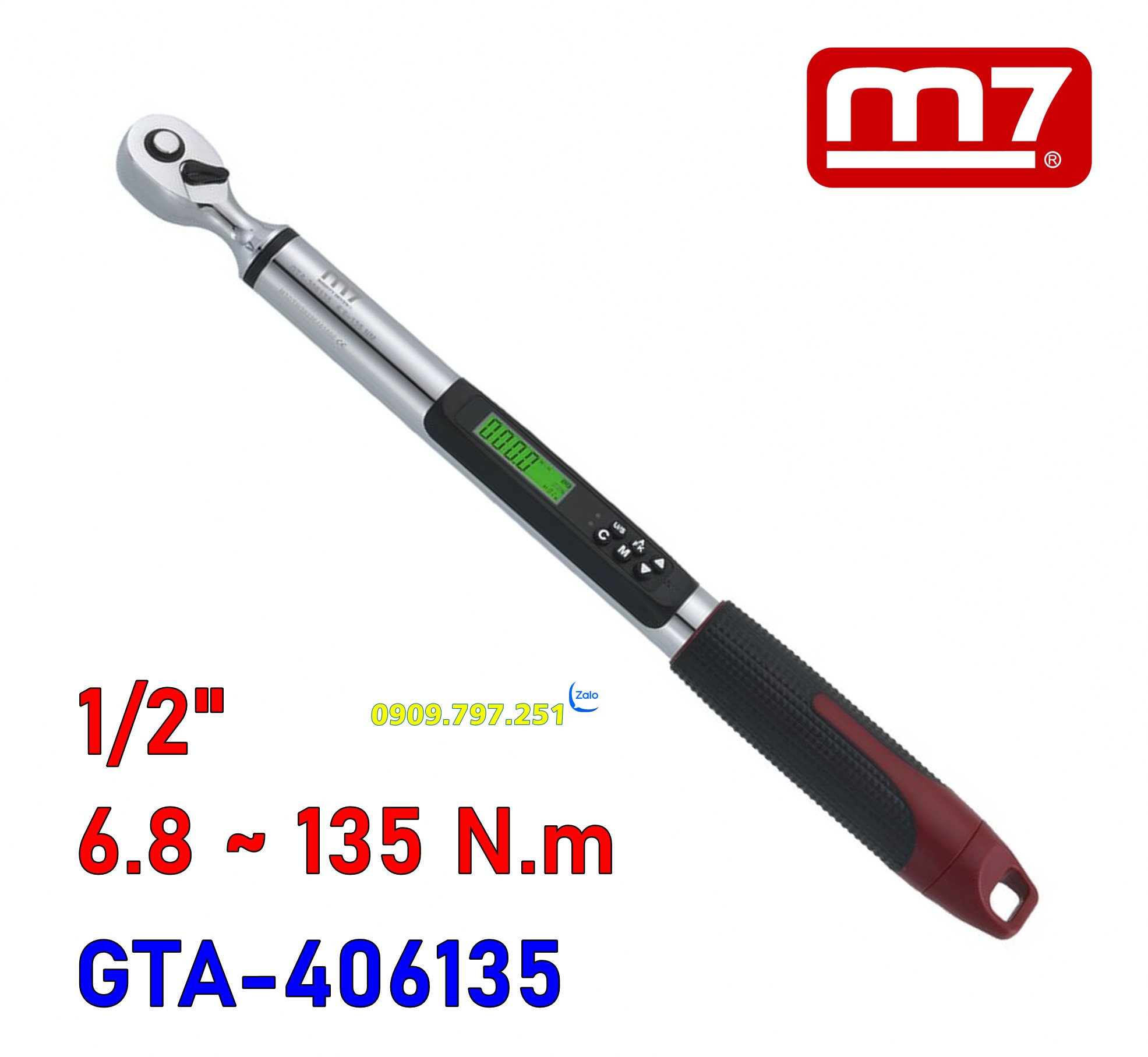 Cần siết cân lực điện tử 1/2 inch 6.8-135Nm Model GTA-406135 hãng M7 Đài Loan